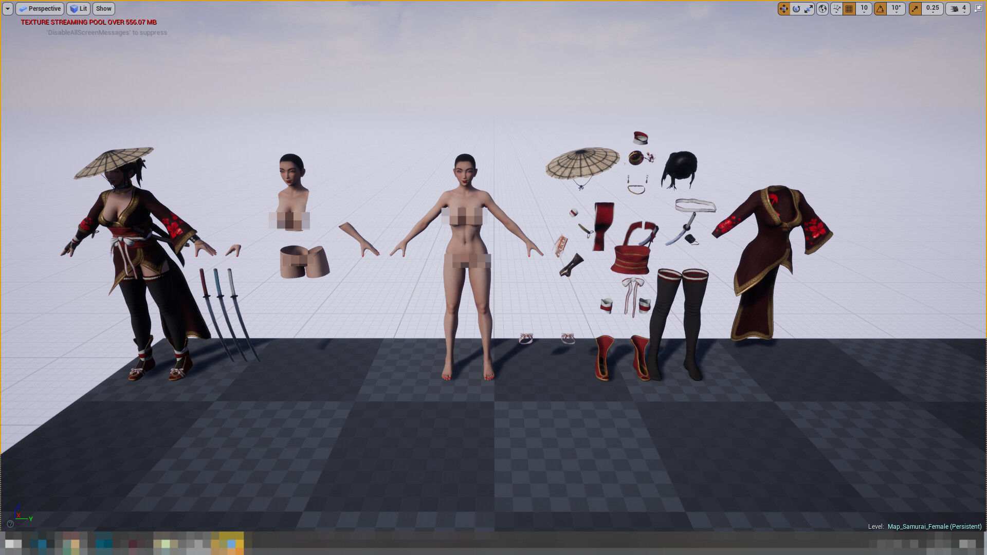 Samurai Female  Low-poly 3D model_15