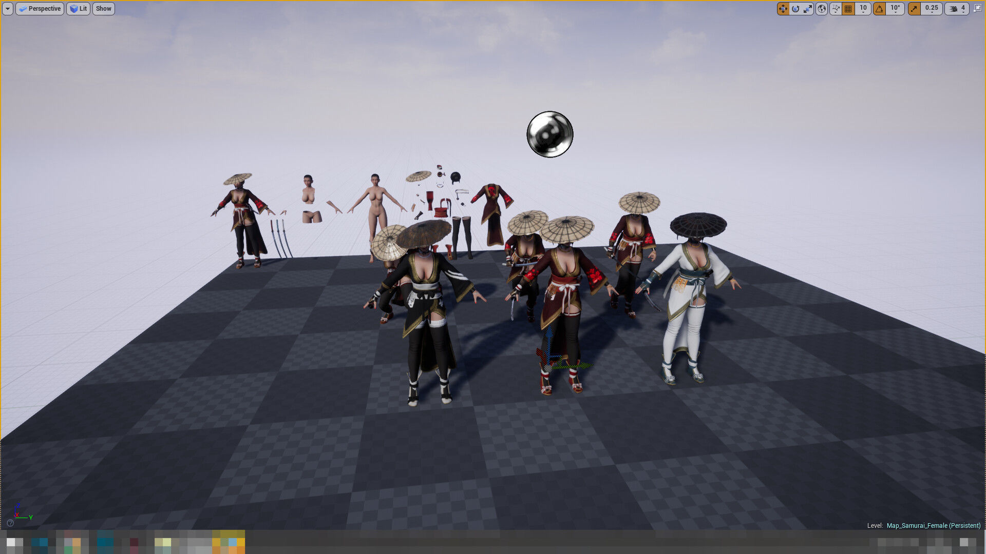 Samurai Female  Low-poly 3D model_12