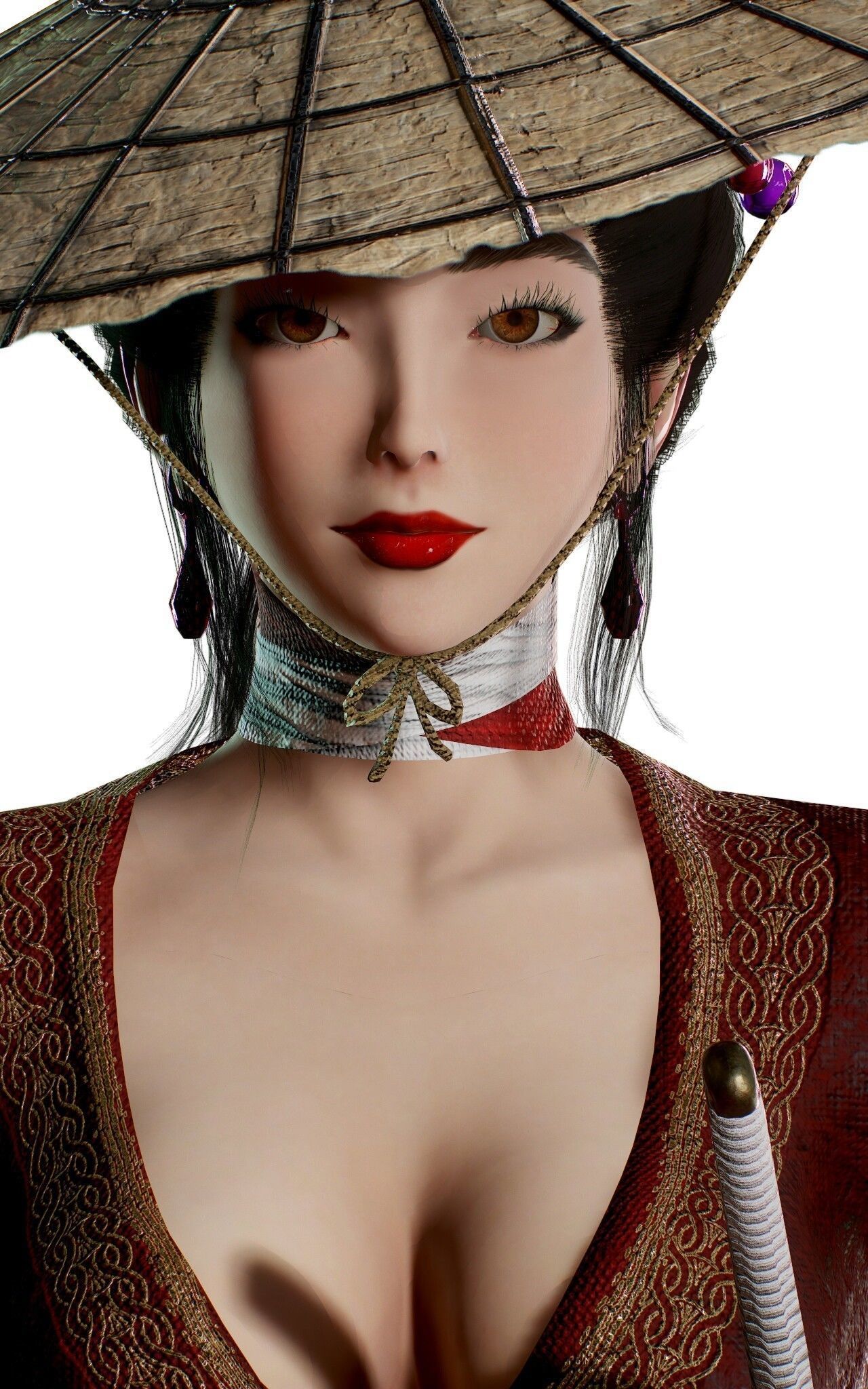 Samurai Female  Low-poly 3D model_4