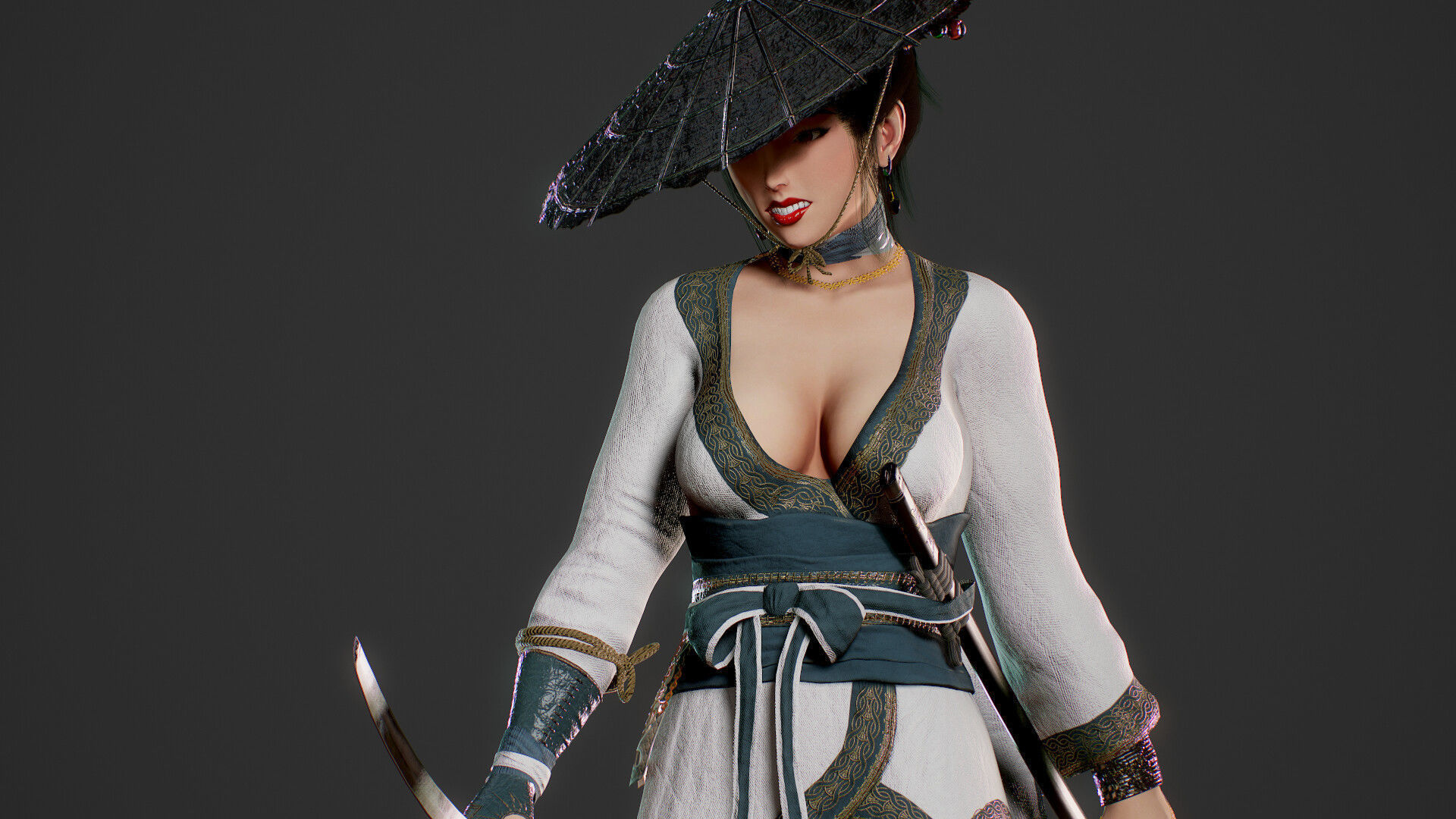 Samurai Female  Low-poly 3D model_25