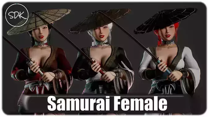 Samurai Female  Low-poly 3D model