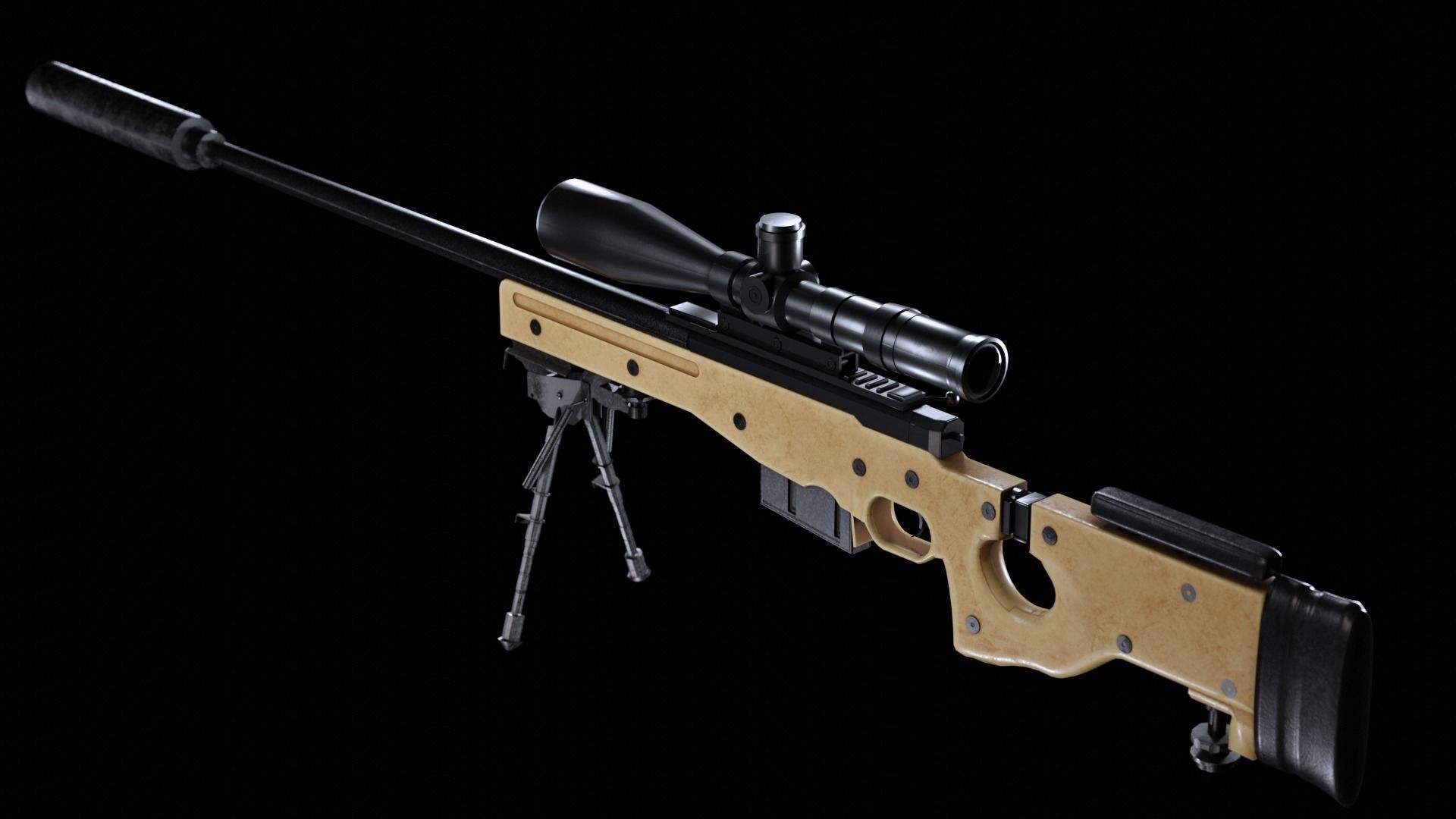 Arctic Warfare Magnum - AWP L96A1 Low-poly 3D model_5