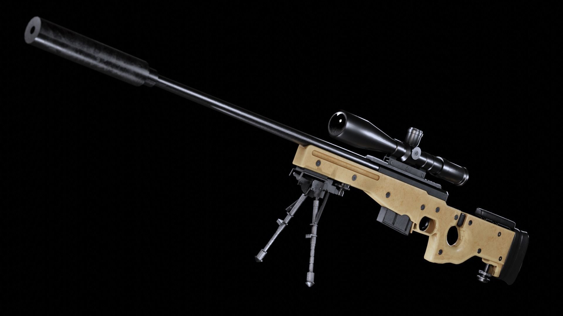 Arctic Warfare Magnum - AWP L96A1 Low-poly 3D model_6