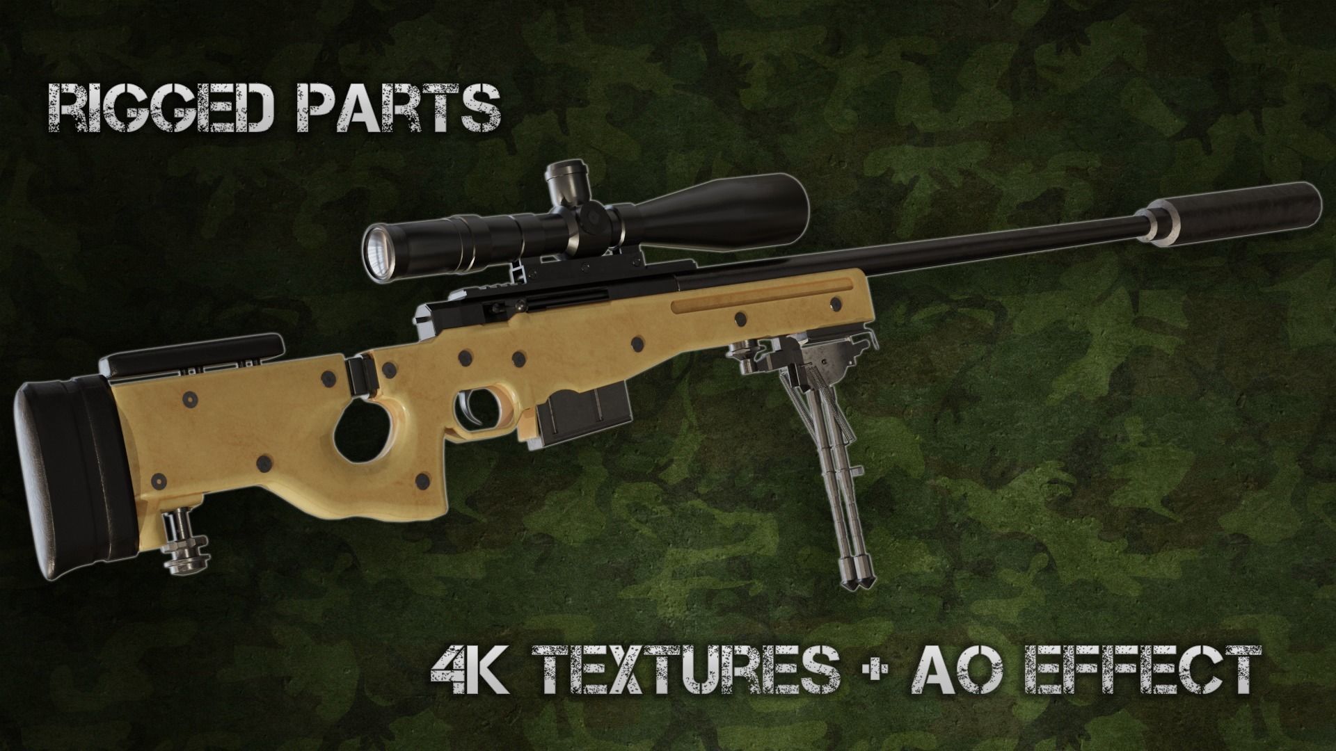 Arctic Warfare Magnum - AWP L96A1 Low-poly 3D model_1