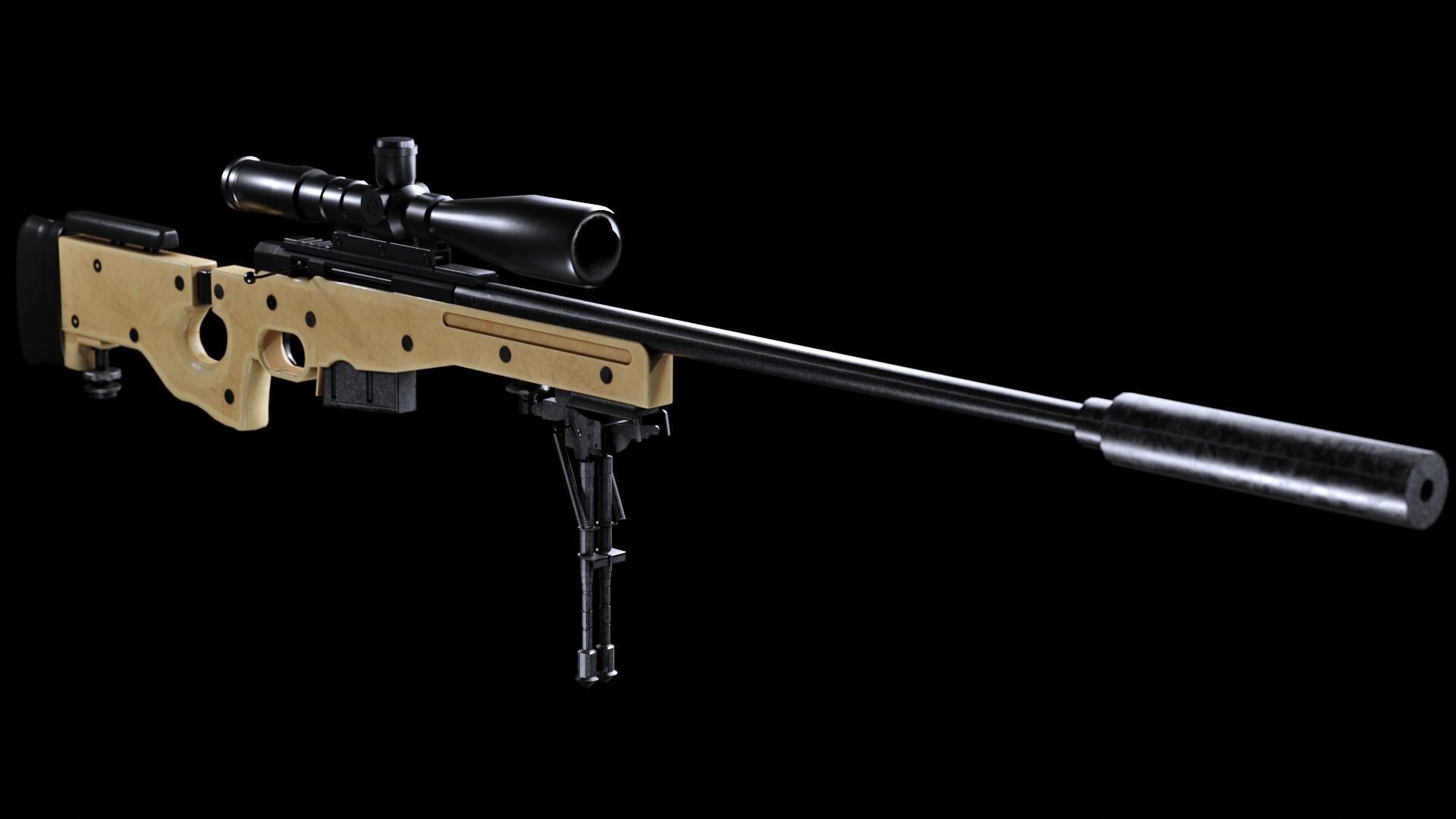 Arctic Warfare Magnum - AWP L96A1 Low-poly 3D model_2