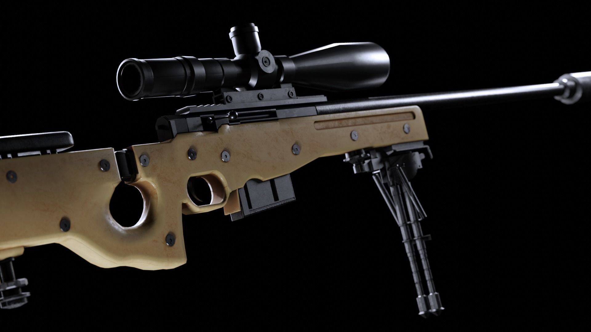 Arctic Warfare Magnum - AWP L96A1 Low-poly 3D model_3