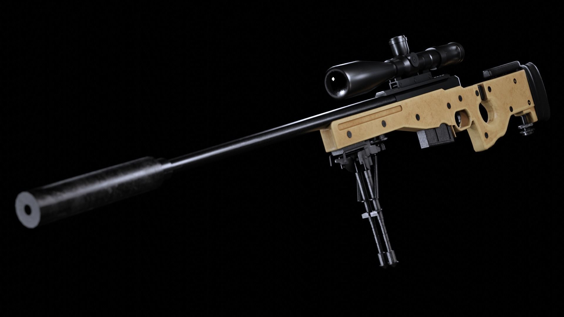 Arctic Warfare Magnum - AWP L96A1 Low-poly 3D model_4