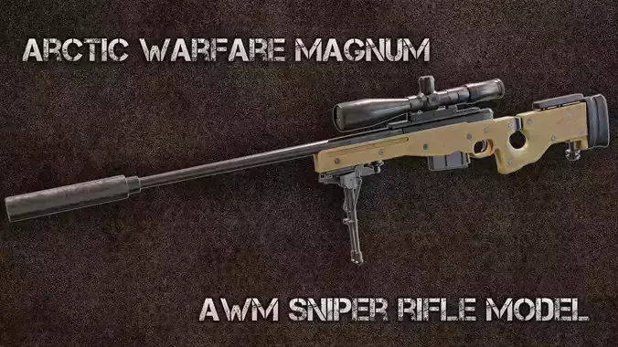 Arctic Warfare Magnum - AWP L96A1 Low-poly 3D model