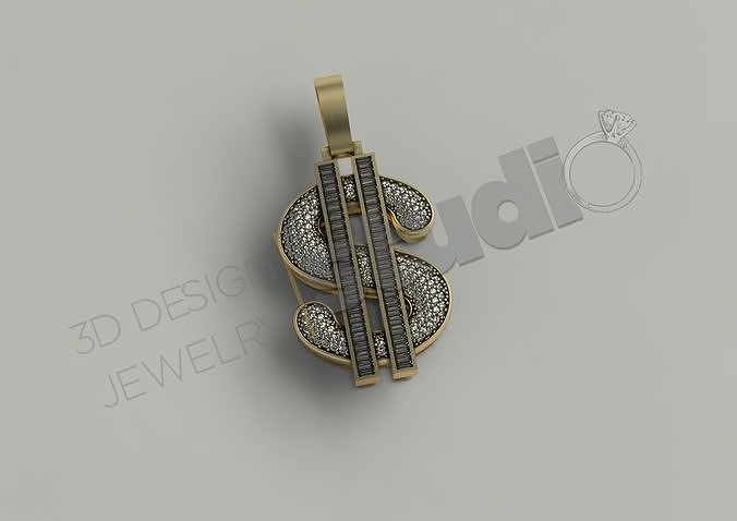 Brilliant dollar pendant 3d model 3D print model