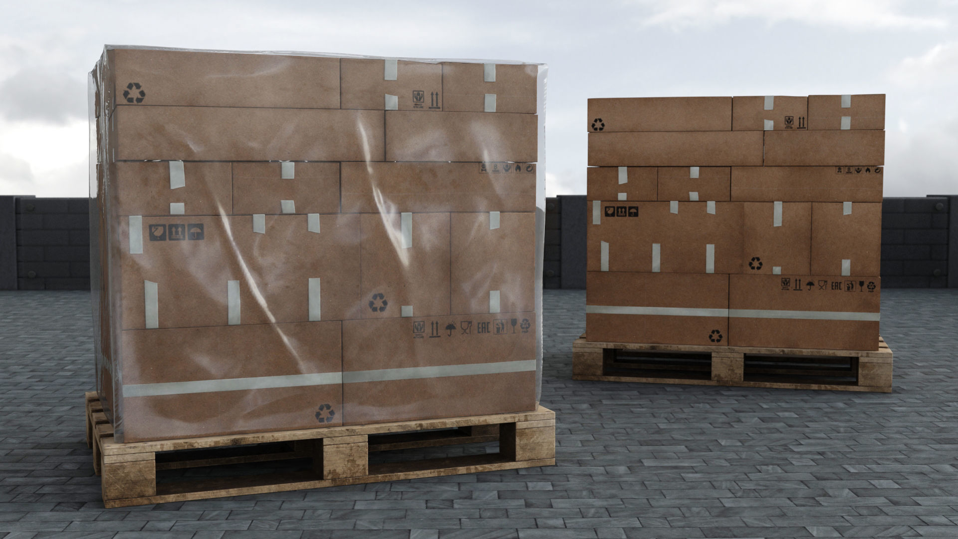 Cardboard Pallet Low-poly 3D model_2