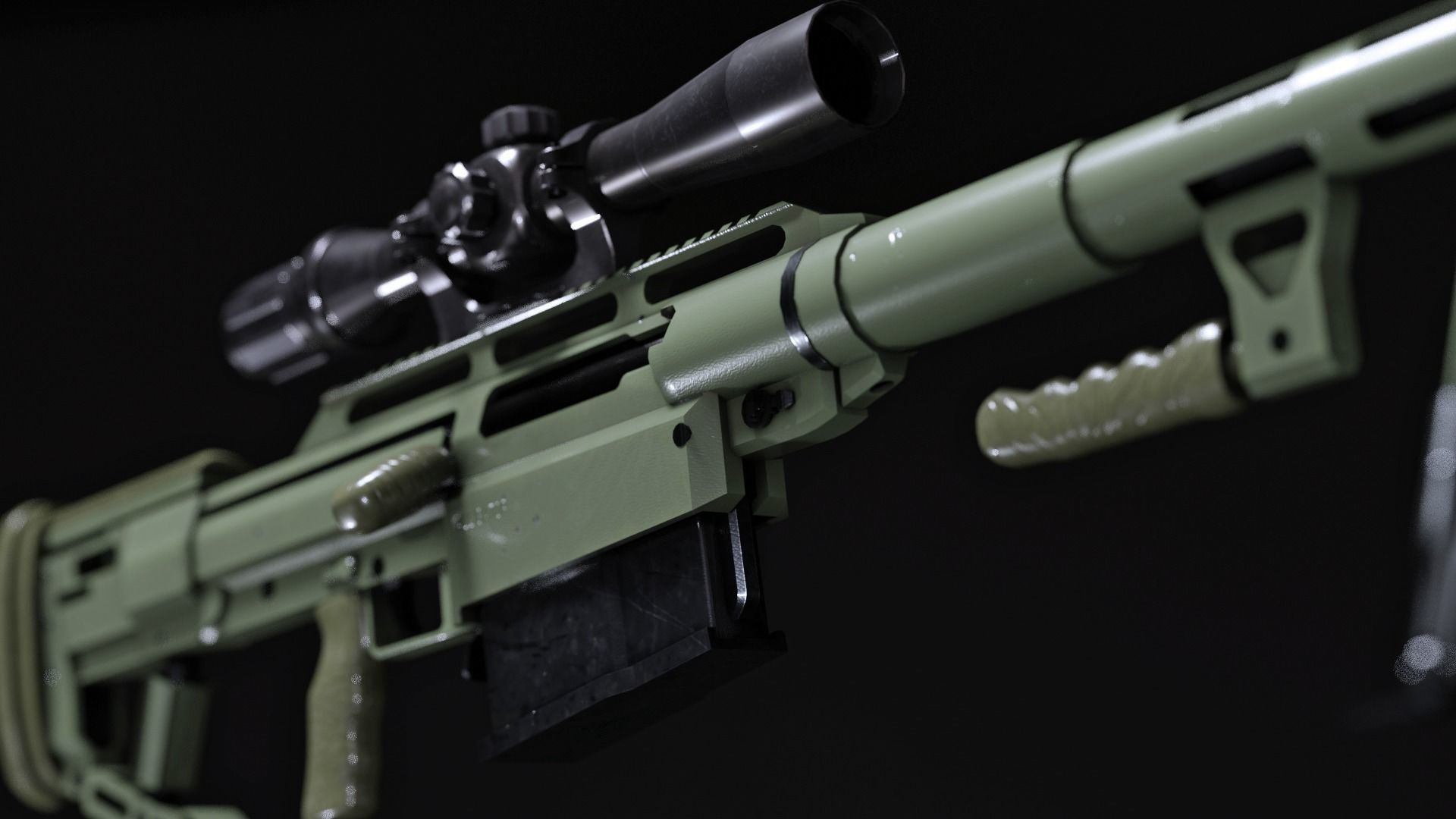 Sniper Rifle Snipex Alligator Low-poly 3D model_6