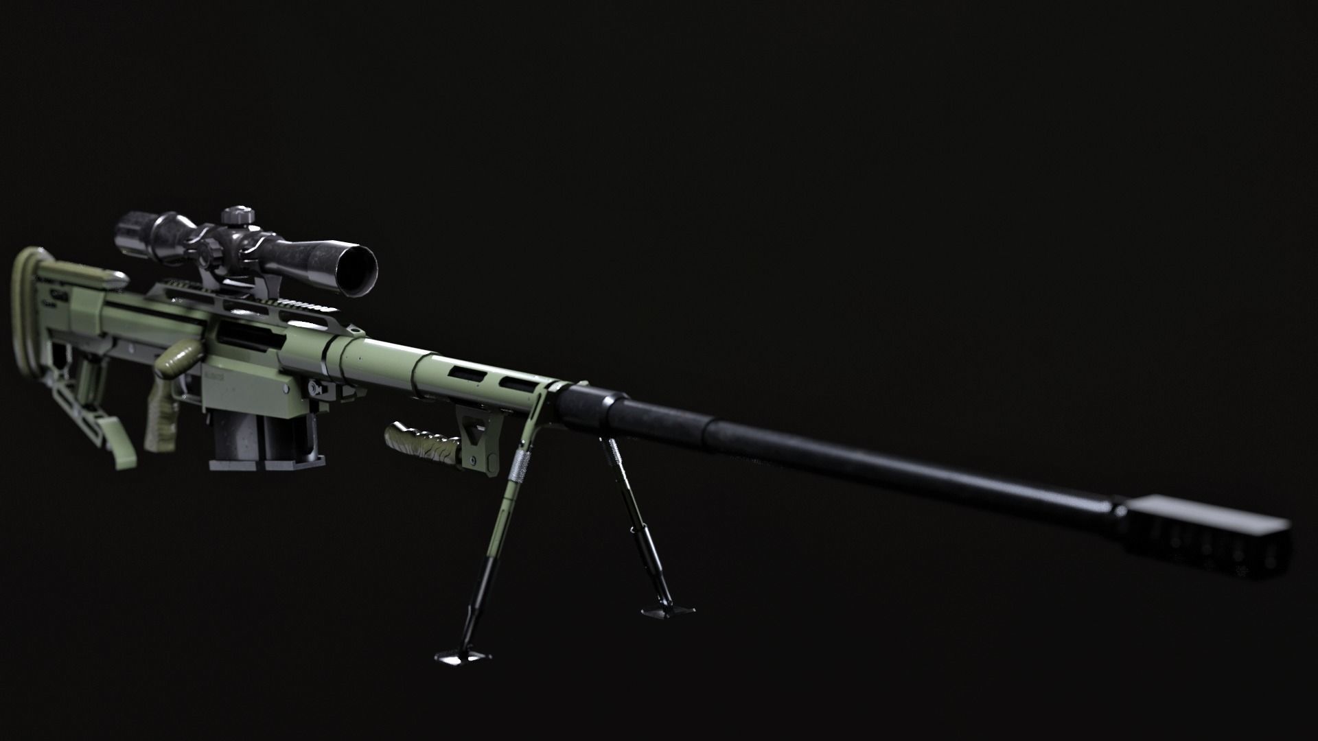 Sniper Rifle Snipex Alligator Low-poly 3D model_5