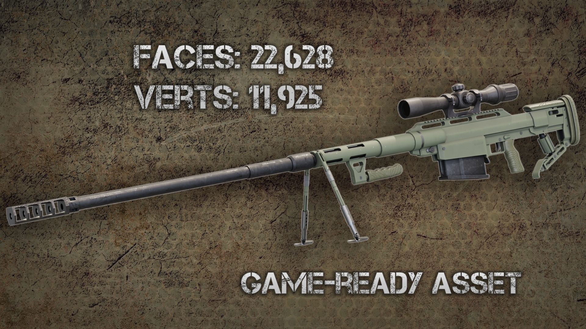 Sniper Rifle Snipex Alligator Low-poly 3D model_2