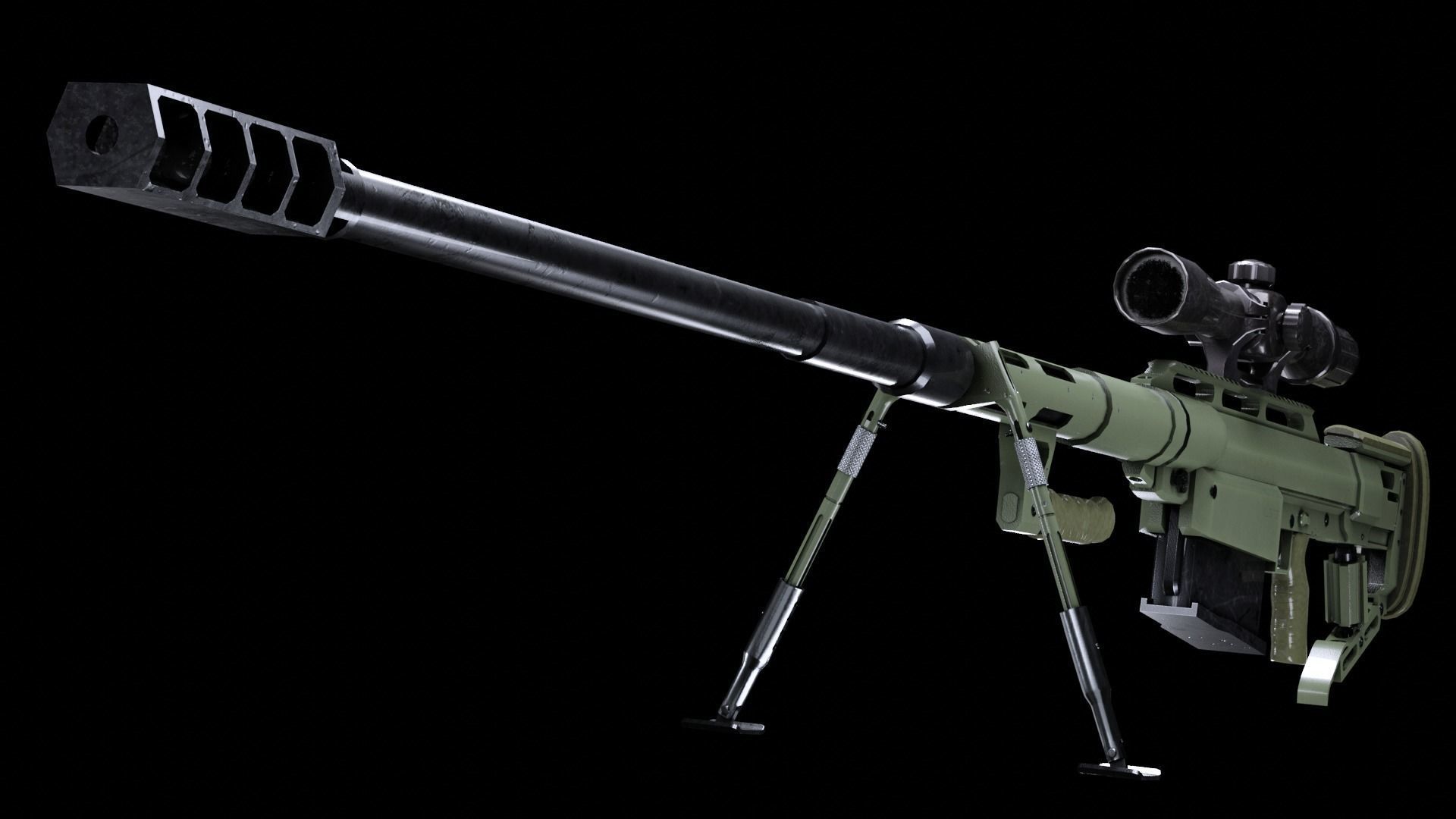 Sniper Rifle Snipex Alligator Low-poly 3D model_7