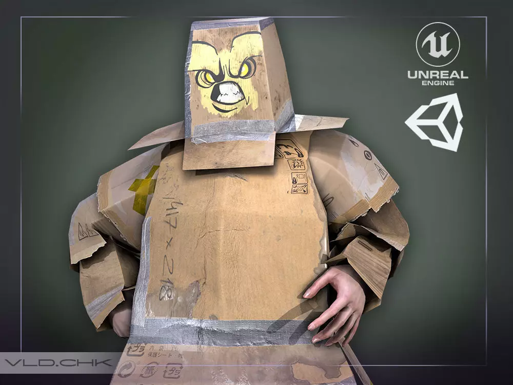 Cardboard Fat Man Low-poly 3D model_0