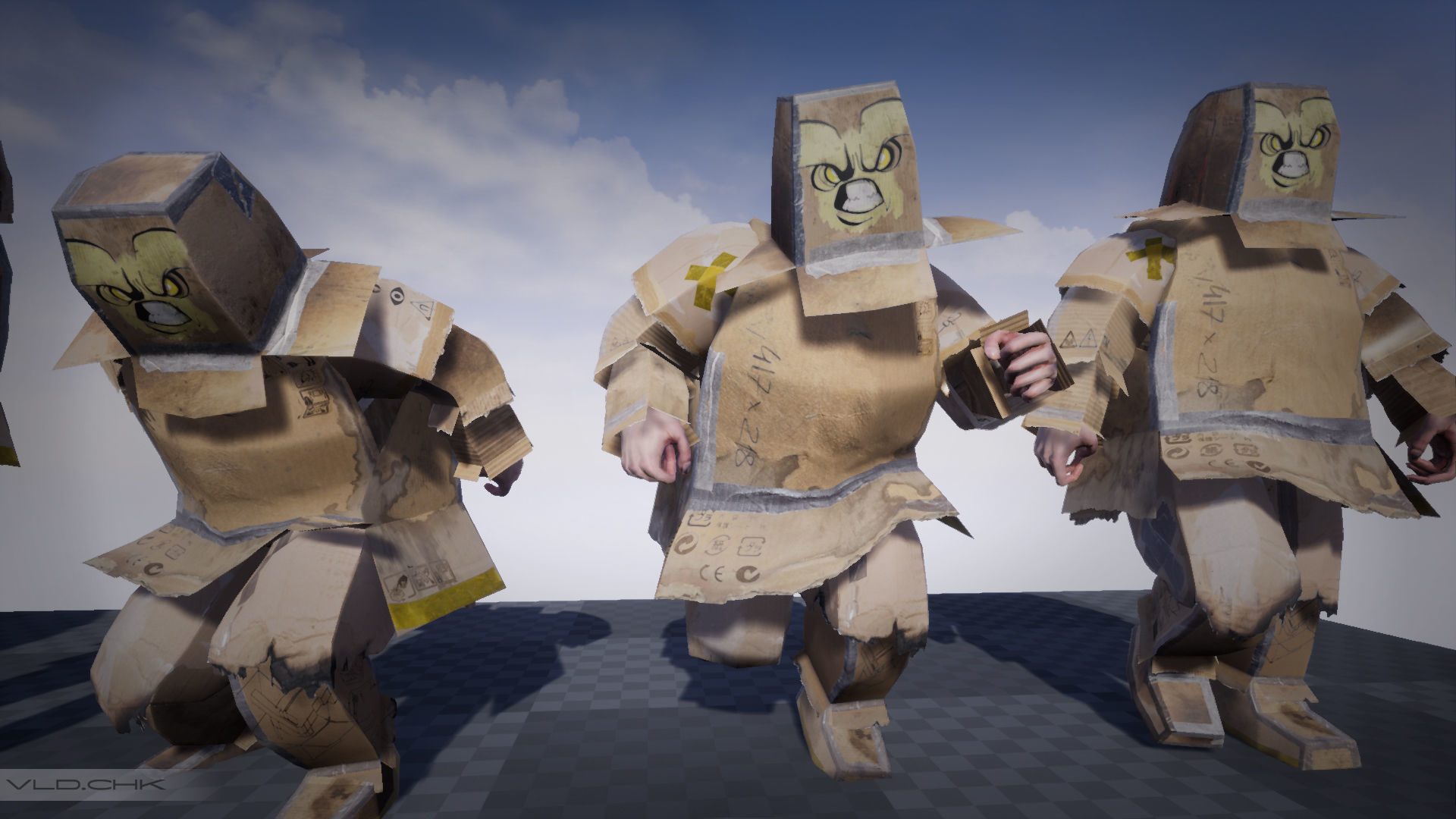 Cardboard Fat Man Low-poly 3D model_11
