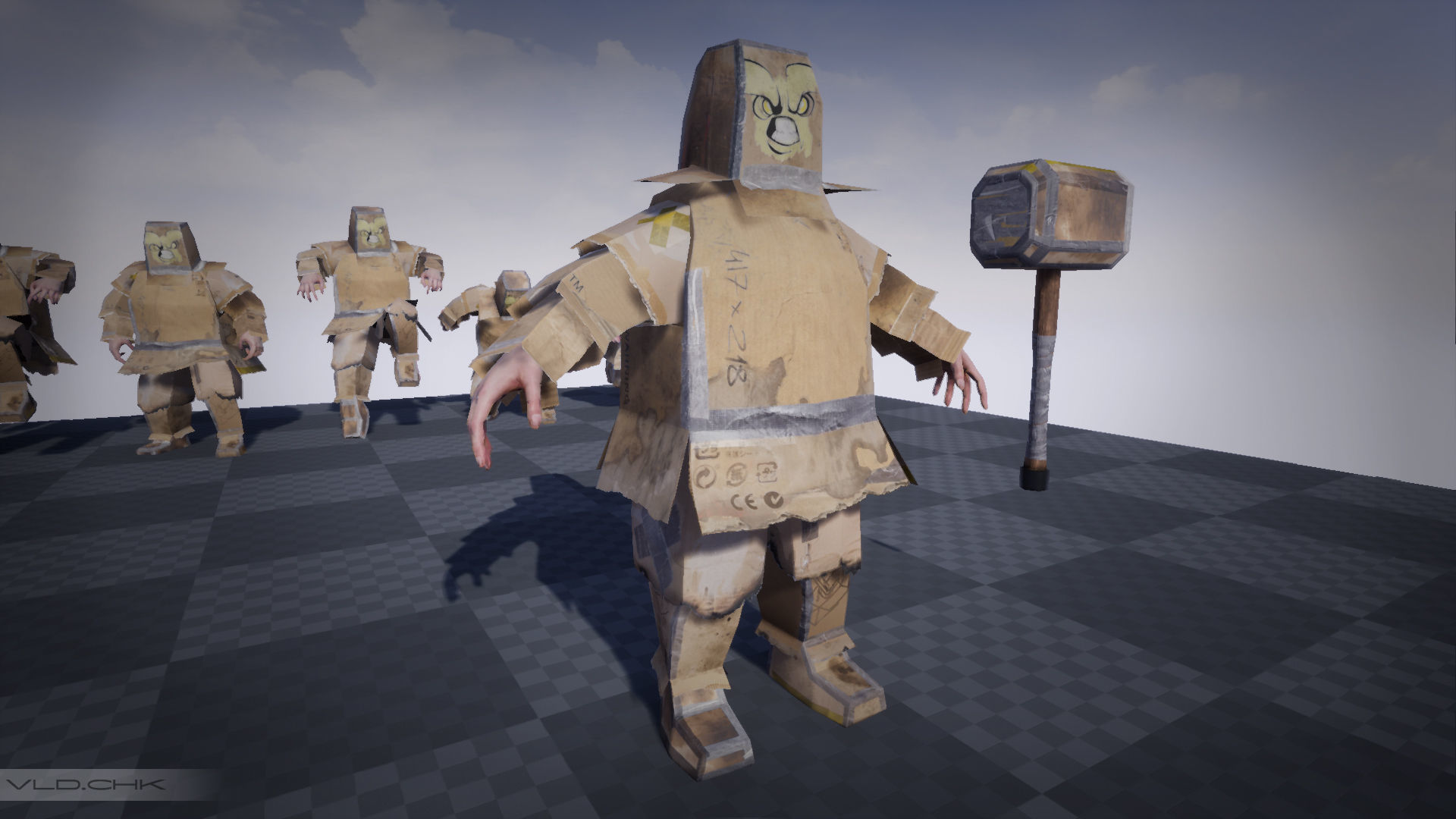 Cardboard Fat Man Low-poly 3D model_9
