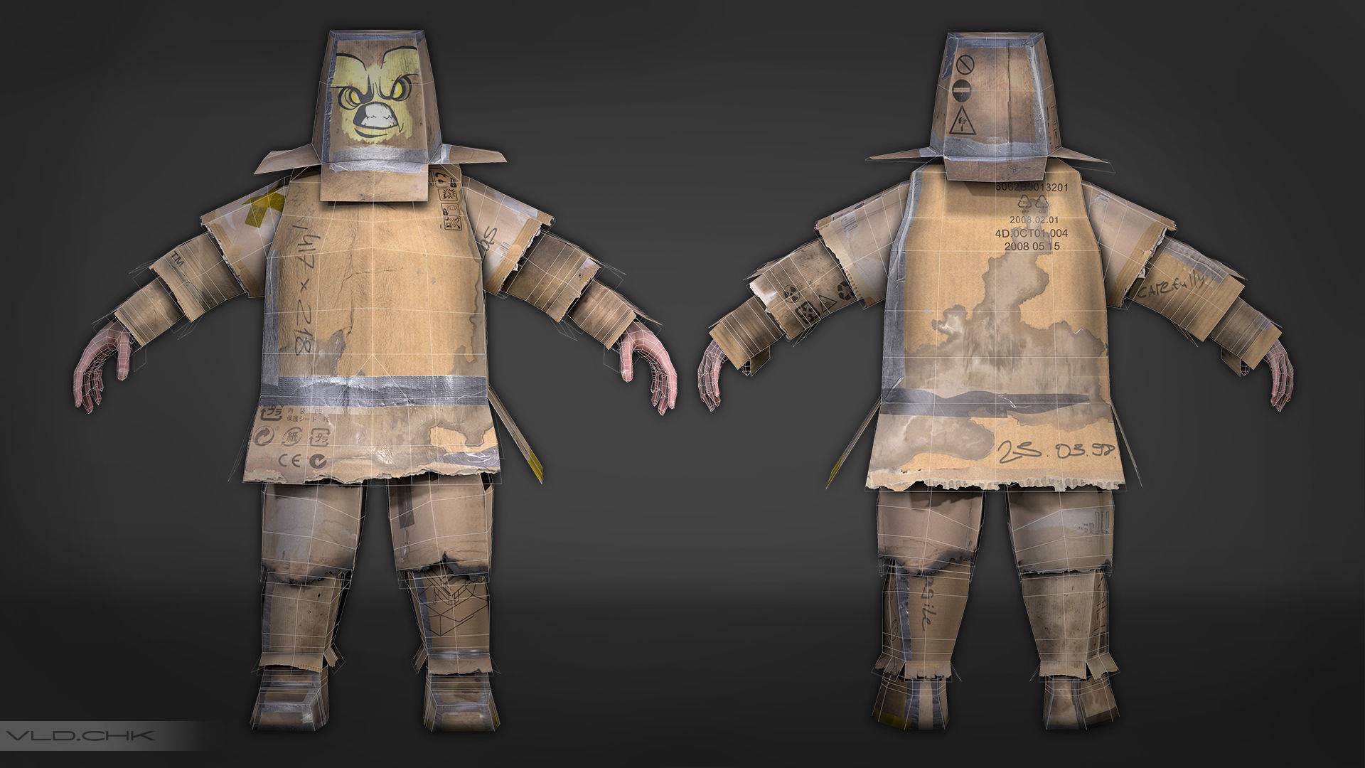 Cardboard Fat Man Low-poly 3D model_5