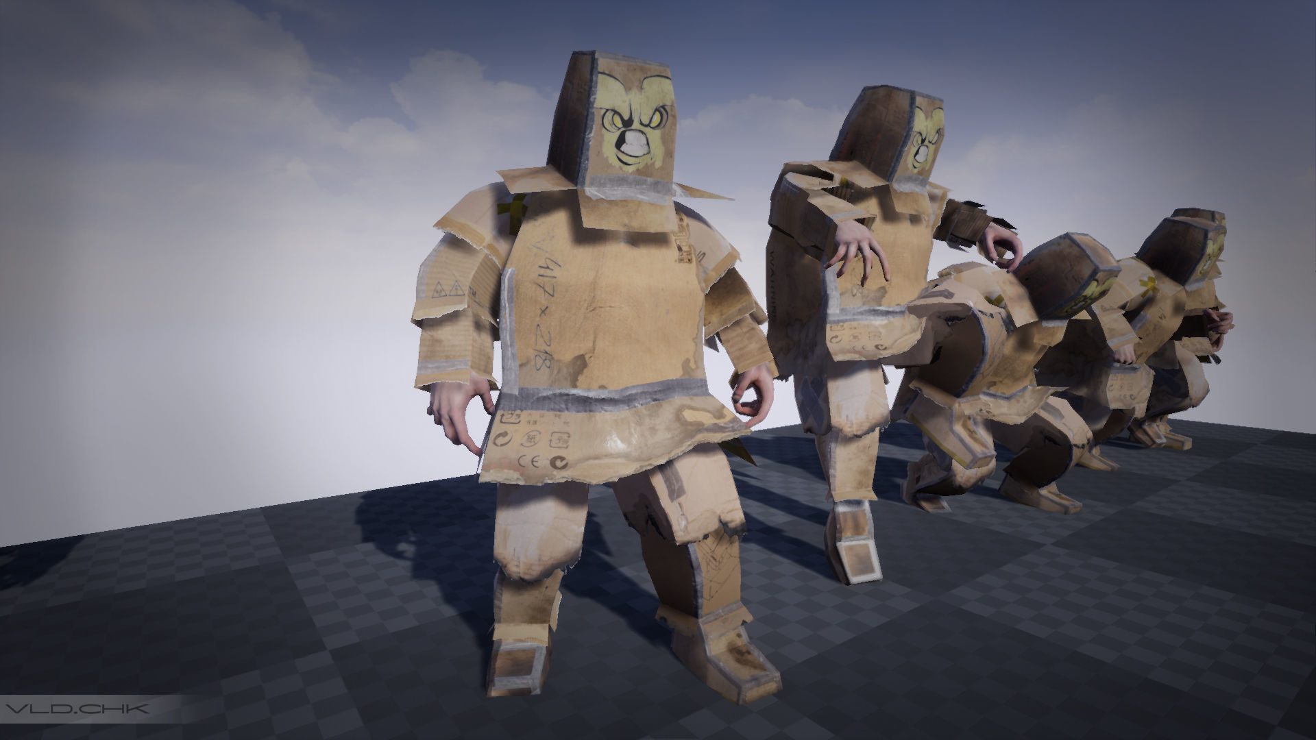 Cardboard Fat Man Low-poly 3D model_7