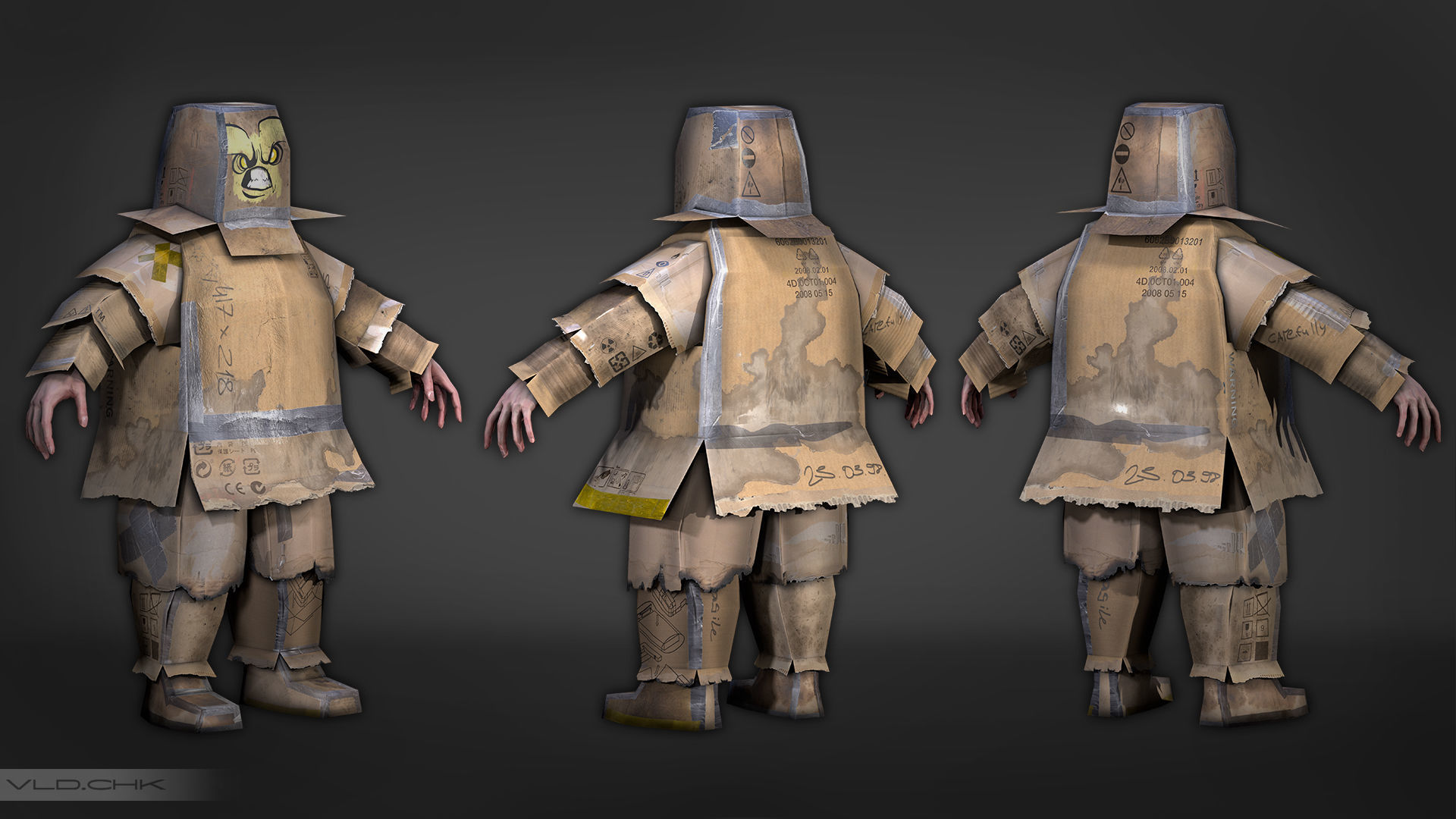 Cardboard Fat Man Low-poly 3D model_6