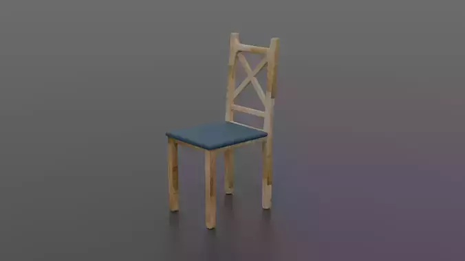 Wodden Chair with seat pat Free 3D model