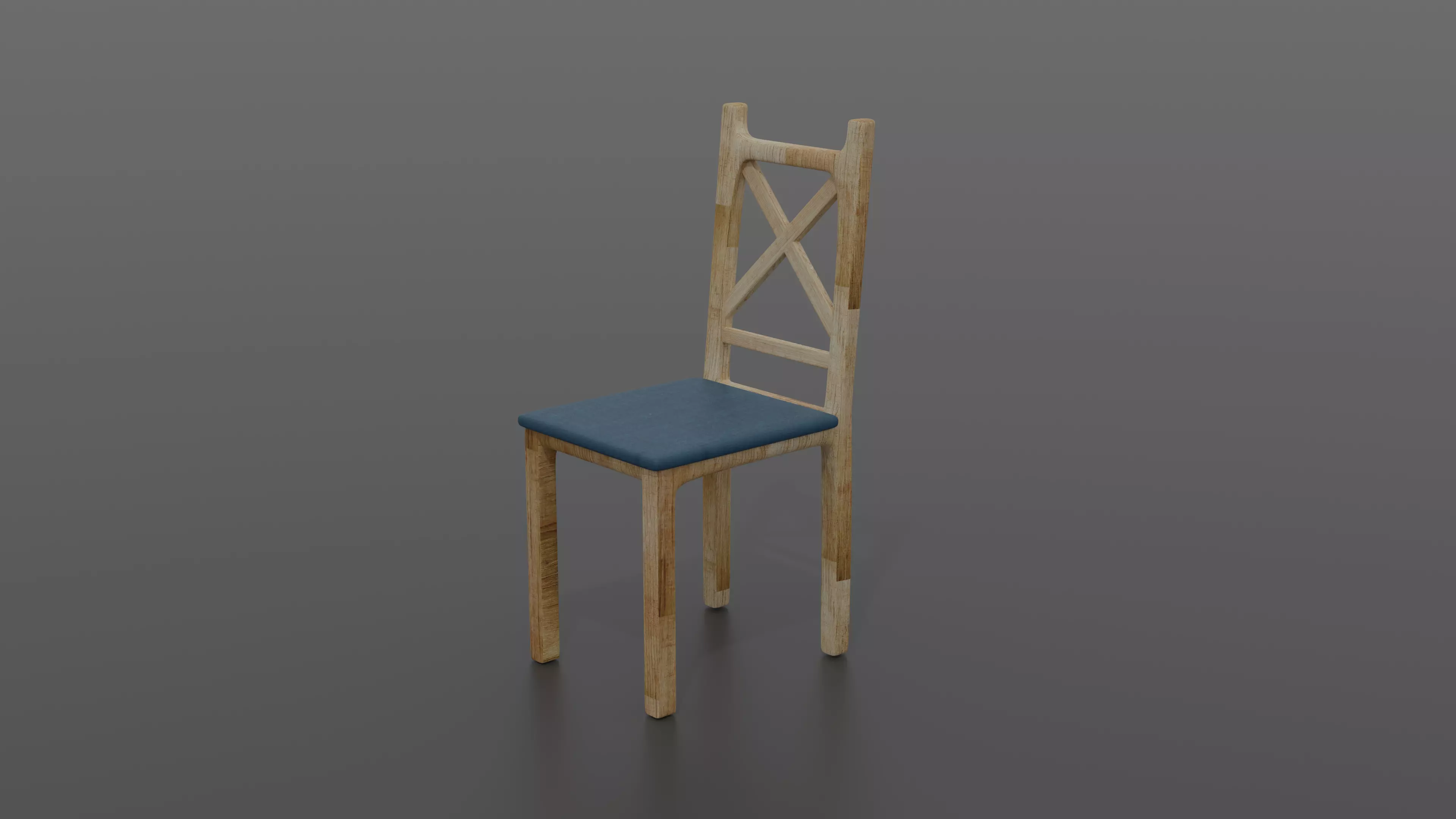 Wodden Chair with seat pat Free 3D model