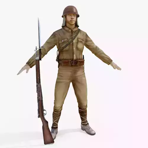 JAPANESE SOLDIERS Low-poly 3D model