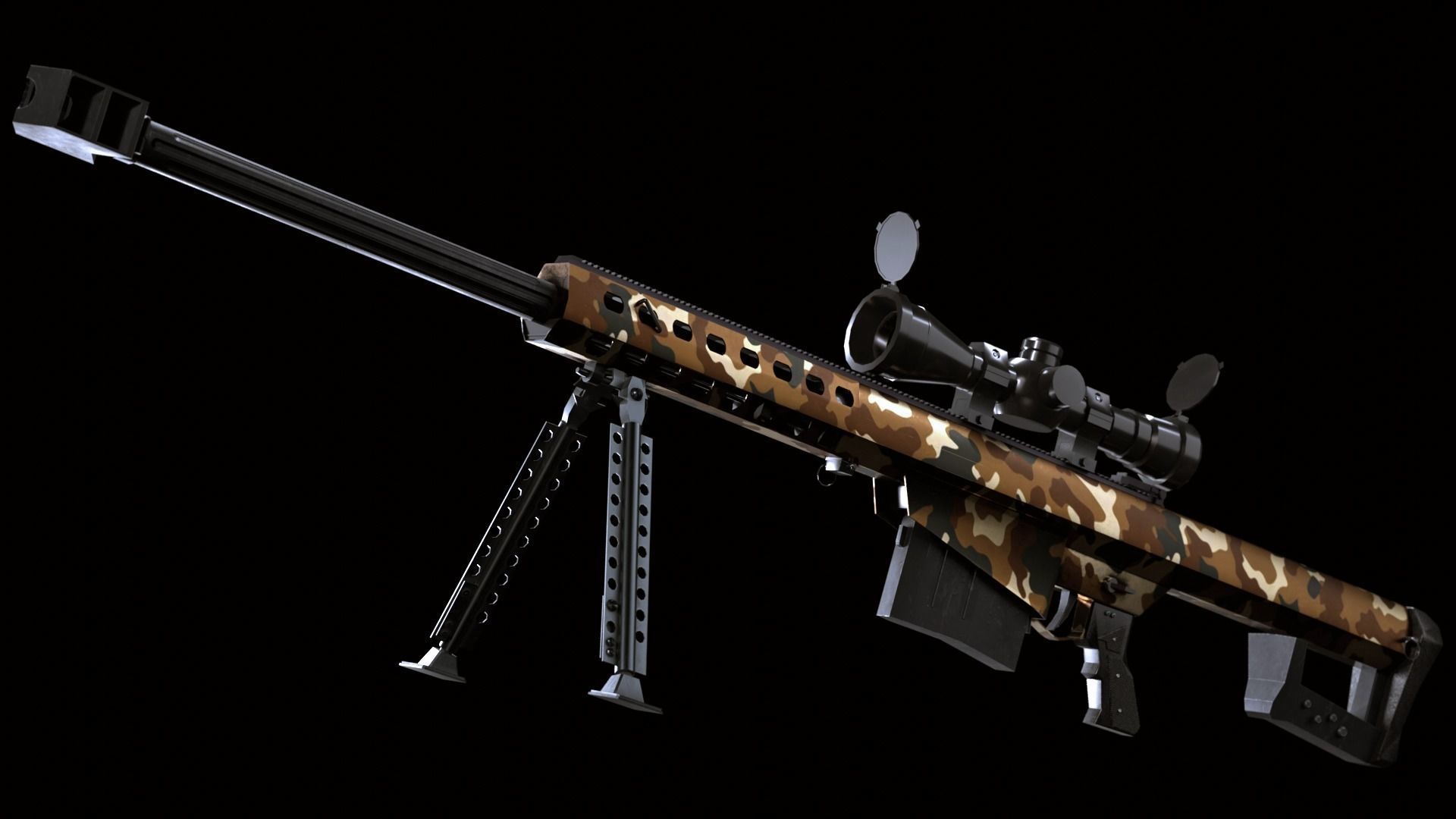 3D model M107a1 Barrett Sniper Rifle VR / AR / low-poly rigged | CGTrader
