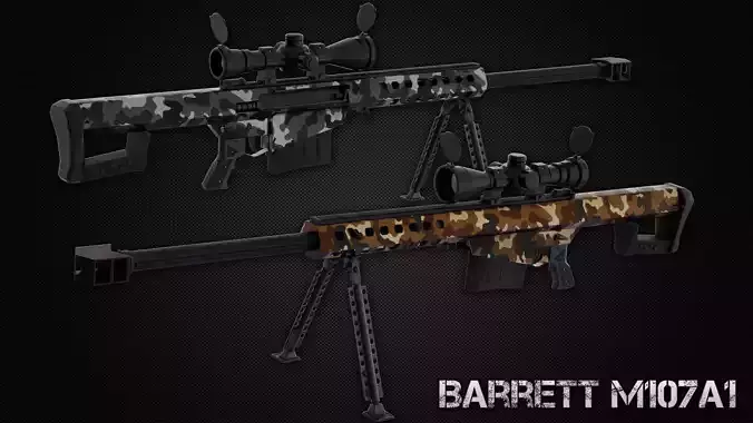 M107a1 Barrett Sniper Rifle Low-poly 3D model