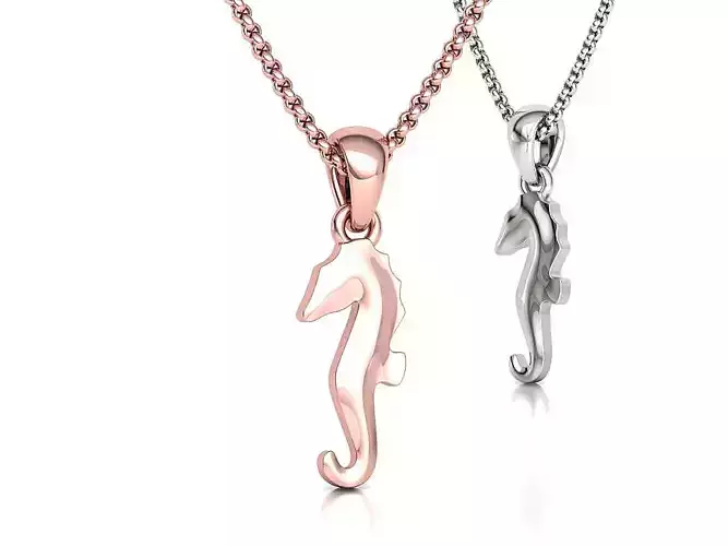 Seahorse Pendant Necklace 15mm and 19mm 3dprint model 3D print model