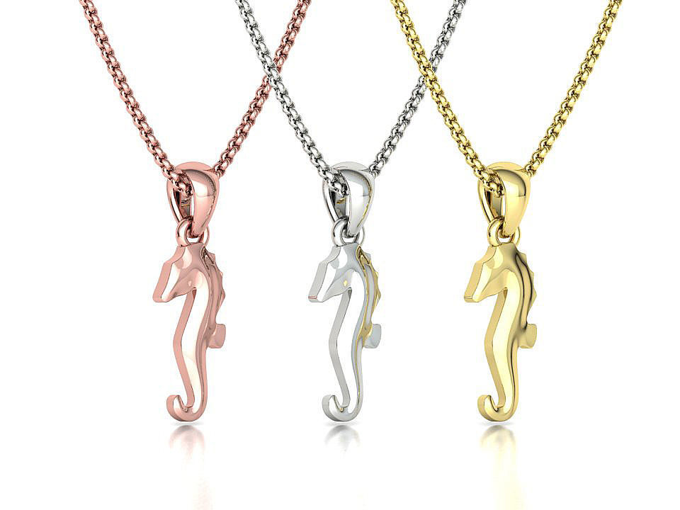 Seahorse Pendant Necklace 15mm and 19mm 3dprint model 3D print model_2