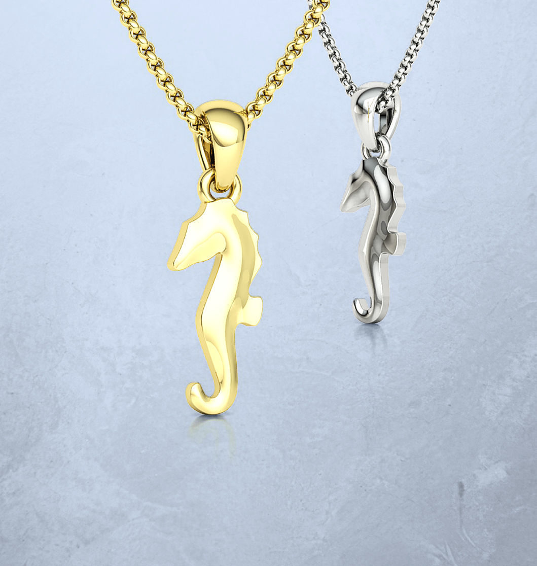 Seahorse Pendant Necklace 15mm and 19mm 3dprint model 3D print model_38