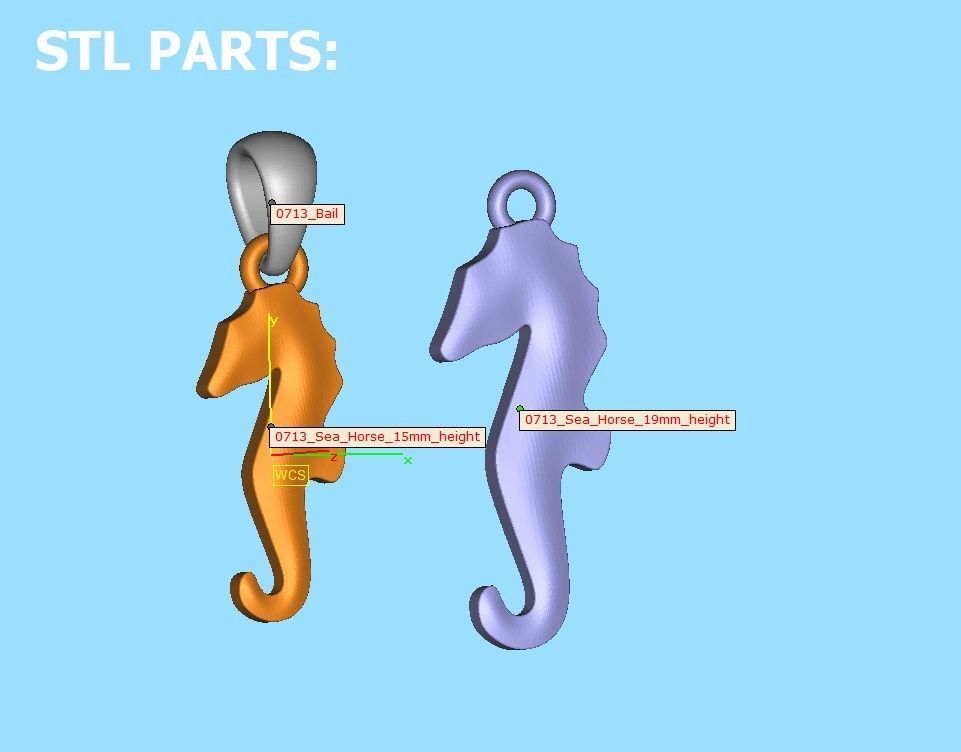 Seahorse Pendant Necklace 15mm and 19mm 3dprint model 3D print model_7