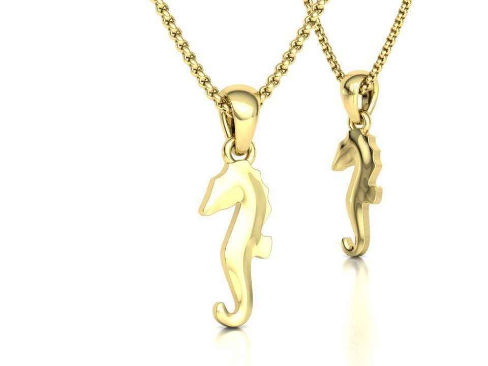 Seahorse Pendant Necklace 15mm and 19mm 3dprint model 3D print model_4