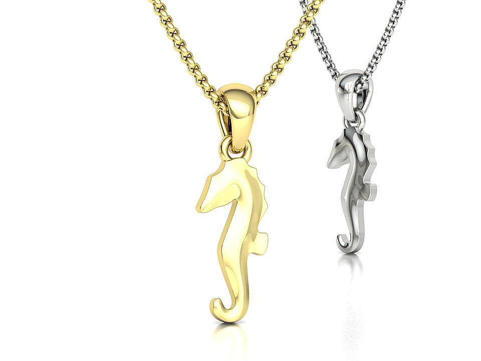 Seahorse Pendant Necklace 15mm and 19mm 3dprint model 3D print model_1
