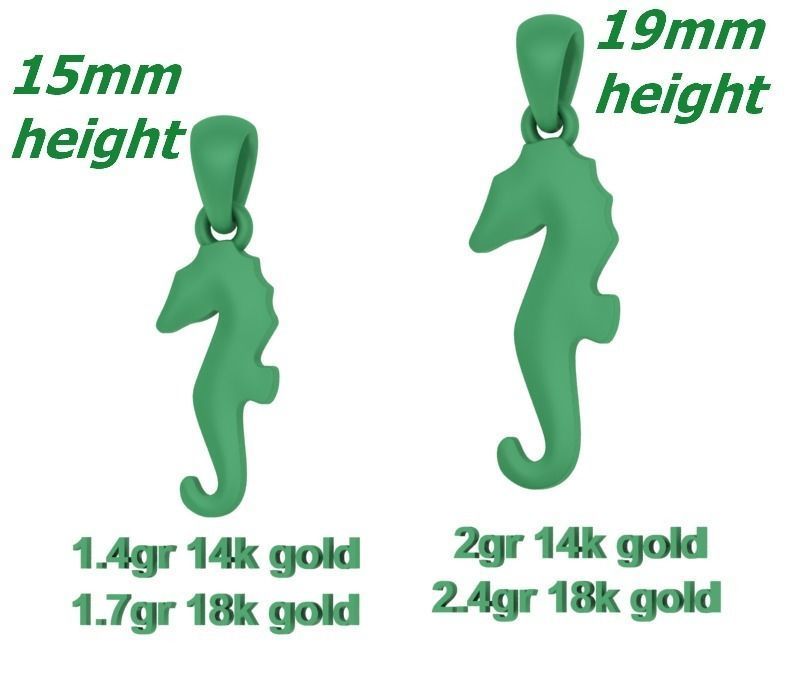 Seahorse Pendant Necklace 15mm and 19mm 3dprint model 3D print model_8
