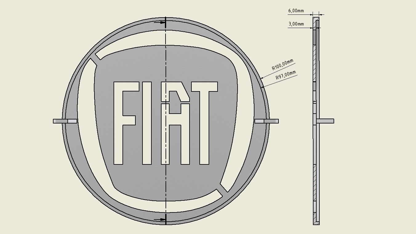 Printable Fiat logo template 3D print model_2