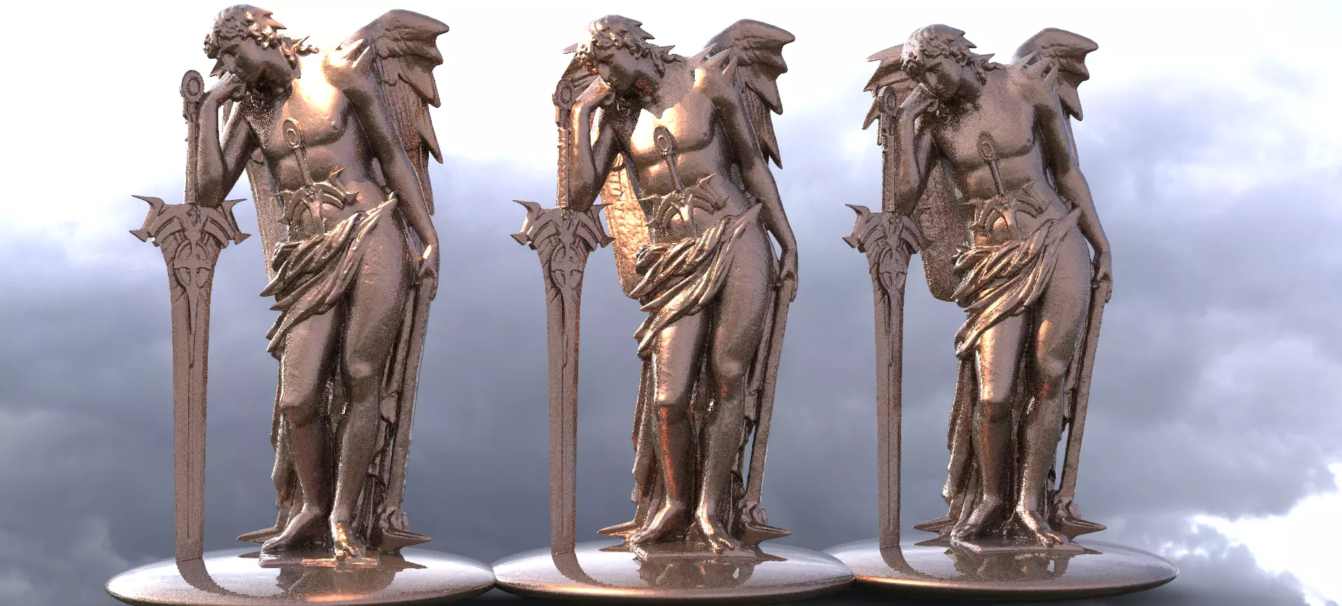 Arch Angel Michael With Sun sword 3D model_0