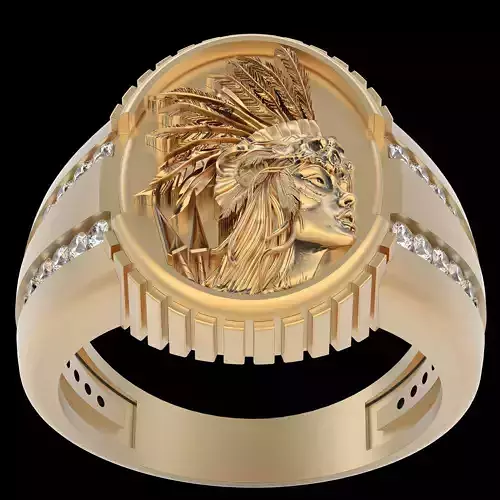 Indian man ring  gold sterling printable jewelry 3D model 3D print model