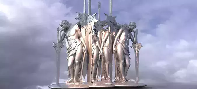 Arch Angel Michael With Sun sword mirrored wall design