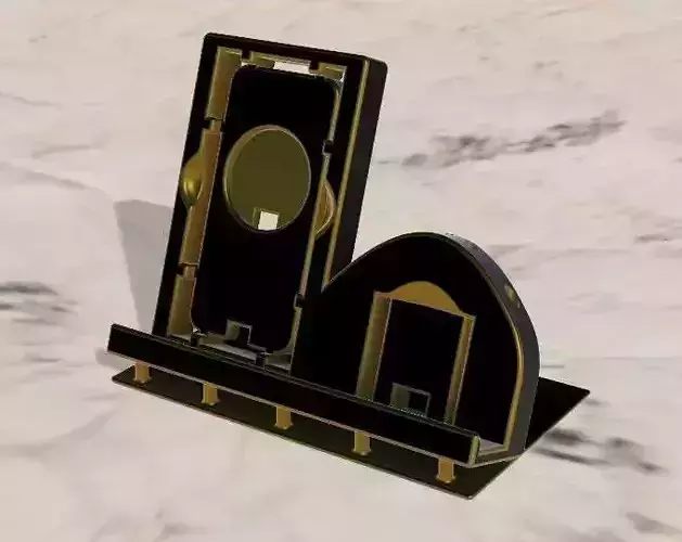 Phone Stand with Stylus and Airpods Storage with Charger Port