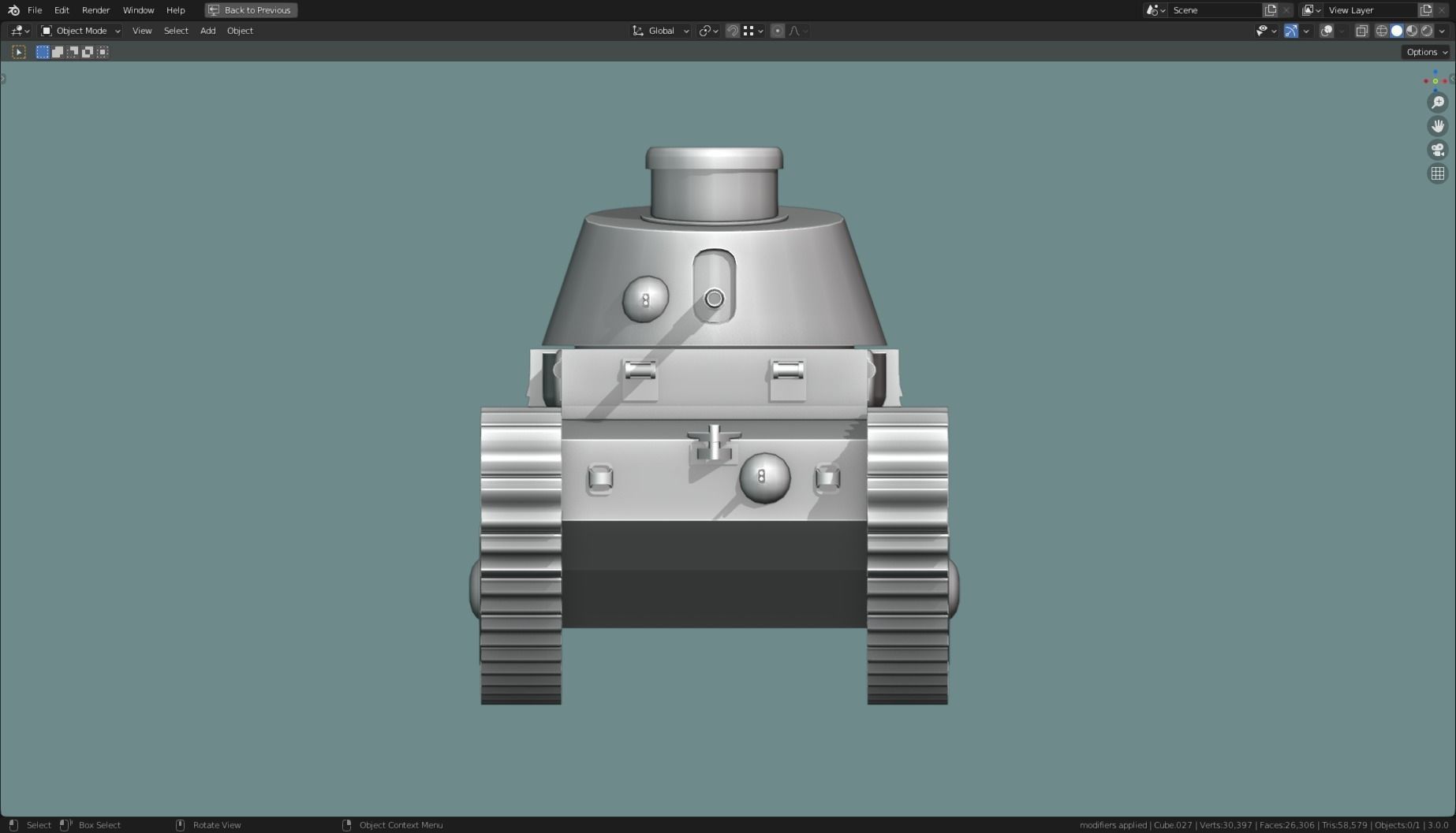 FCM 1a TANK BASE MESH Low-poly 3D model_2