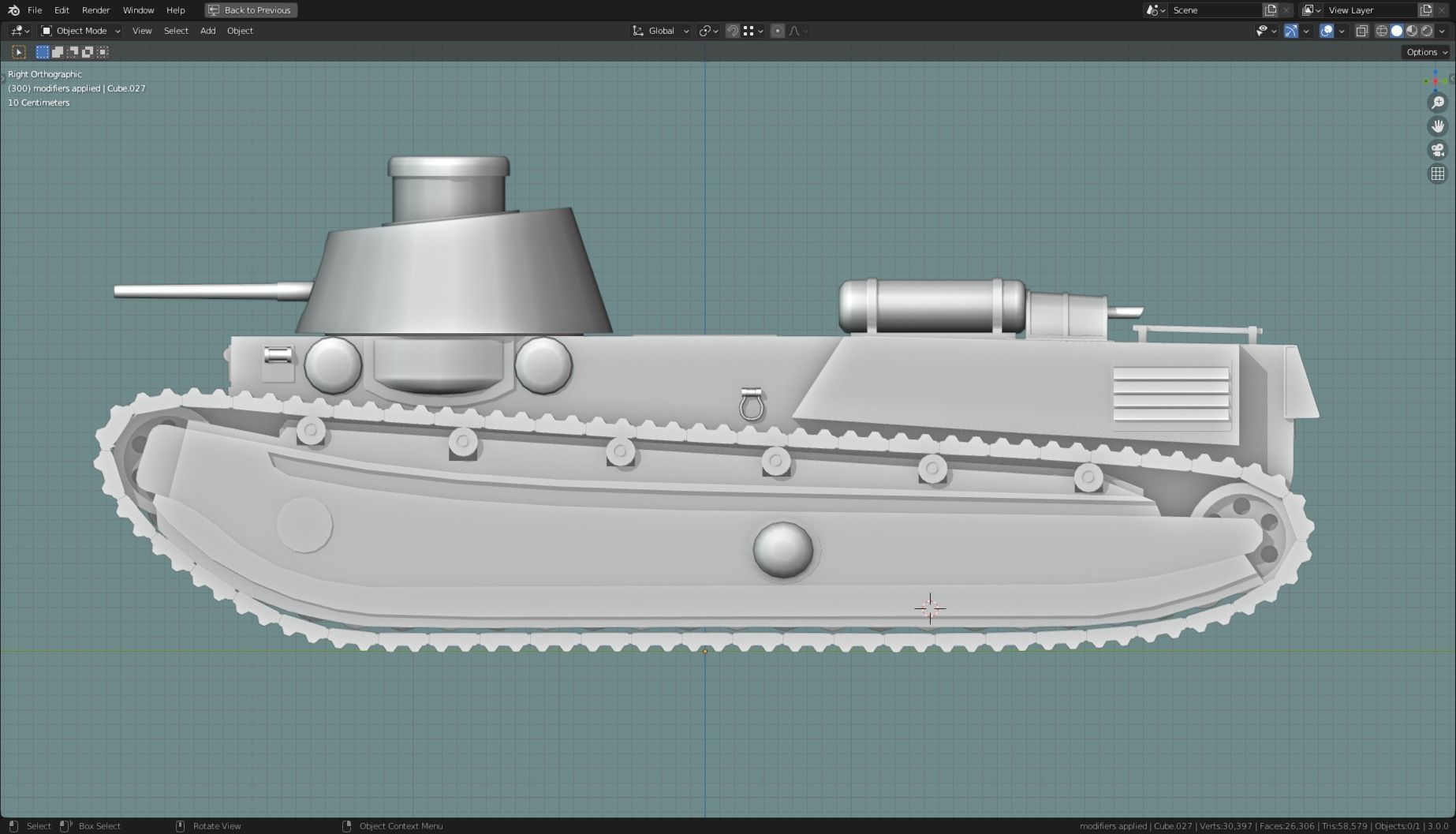 FCM 1a TANK BASE MESH Low-poly 3D model_7
