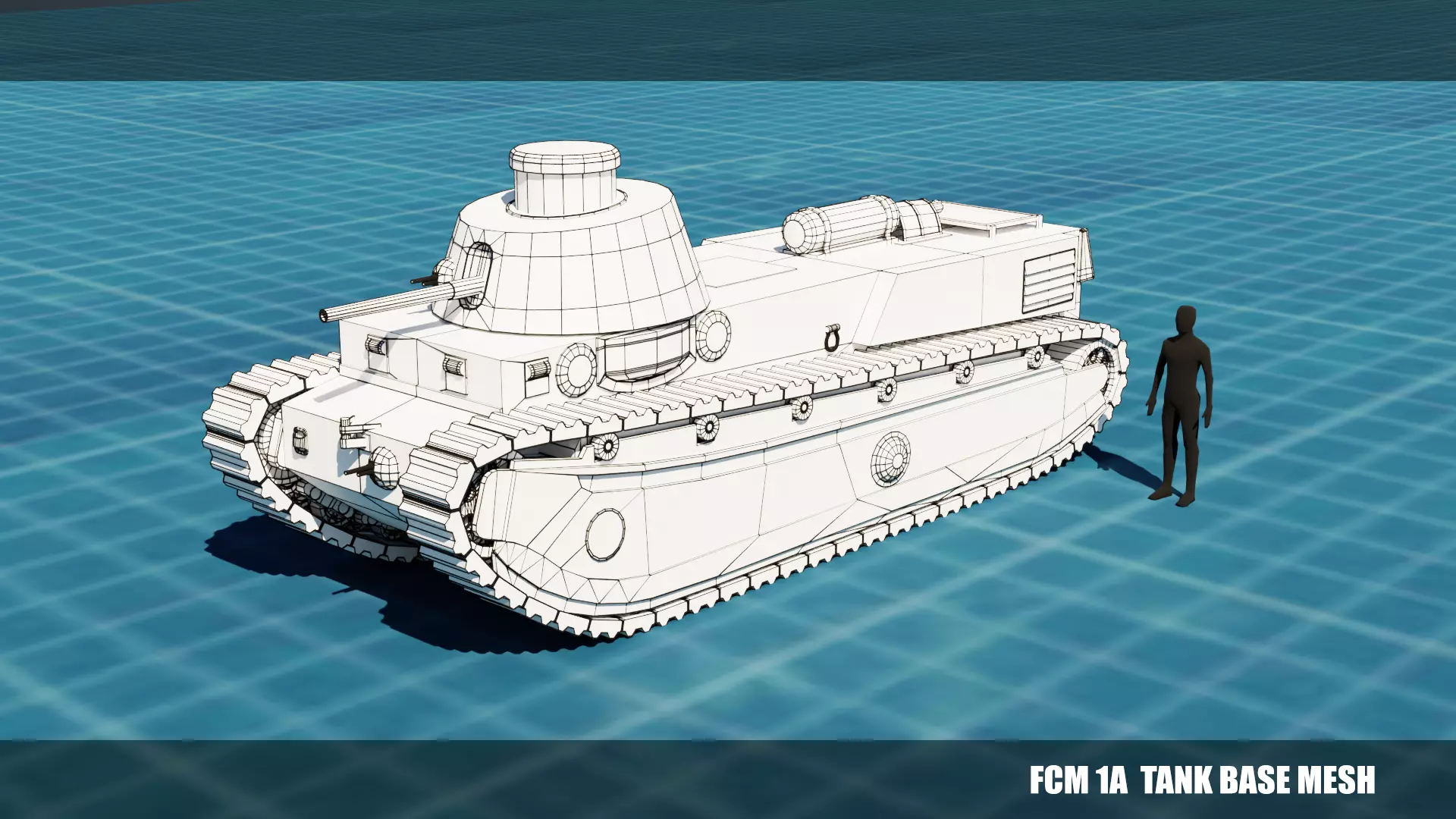 FCM 1a TANK BASE MESH Low-poly 3D model_0