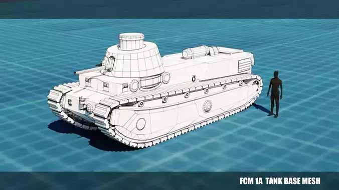 FCM 1a TANK BASE MESH Low-poly 3D model