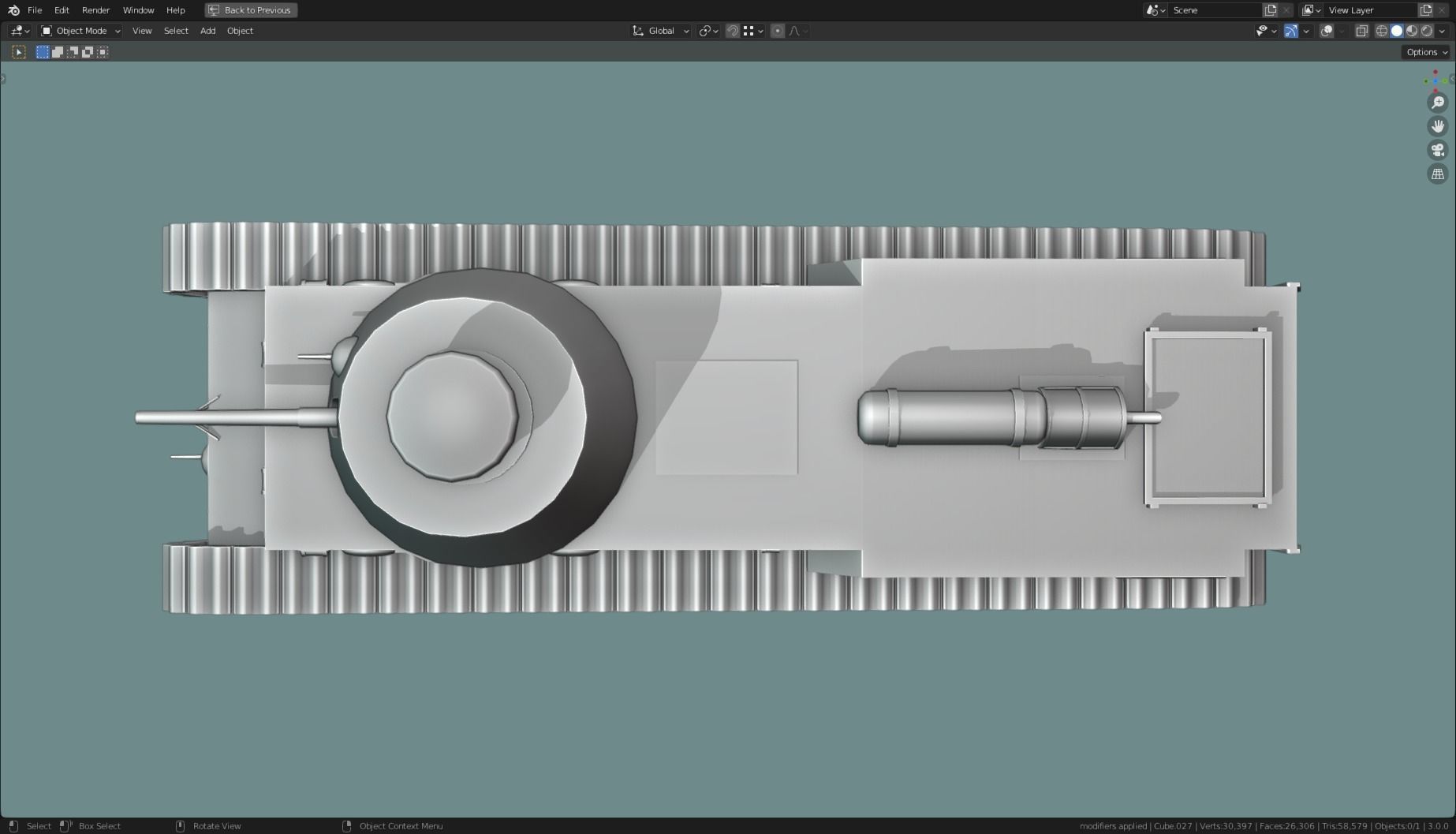 FCM 1a TANK BASE MESH Low-poly 3D model_3