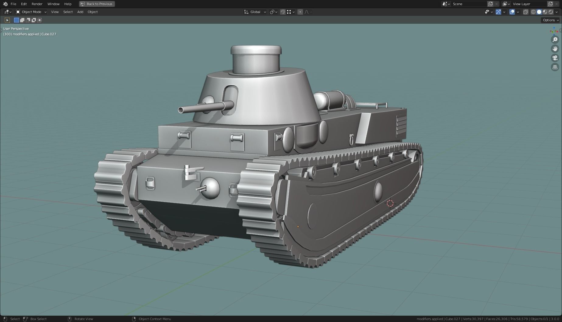 FCM 1a TANK BASE MESH Low-poly 3D model_1