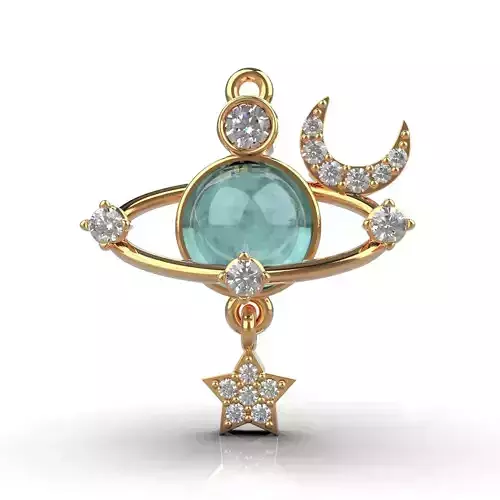 Pendant planet moon star