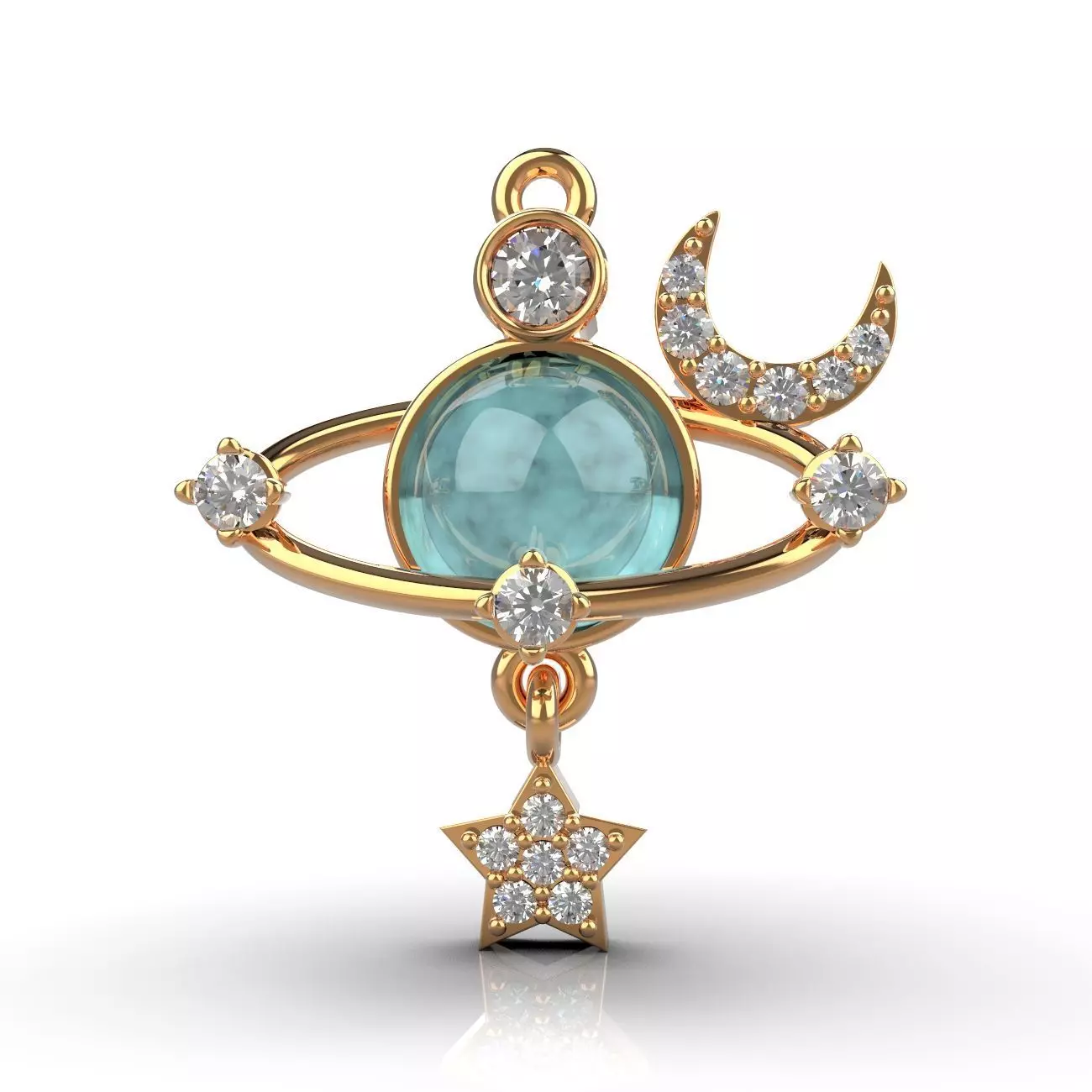 Pendant planet moon star 3D print model_0