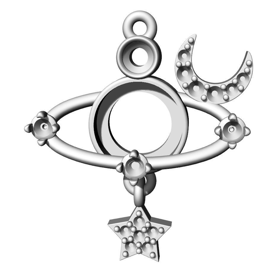 Pendant planet moon star 3D print model_5